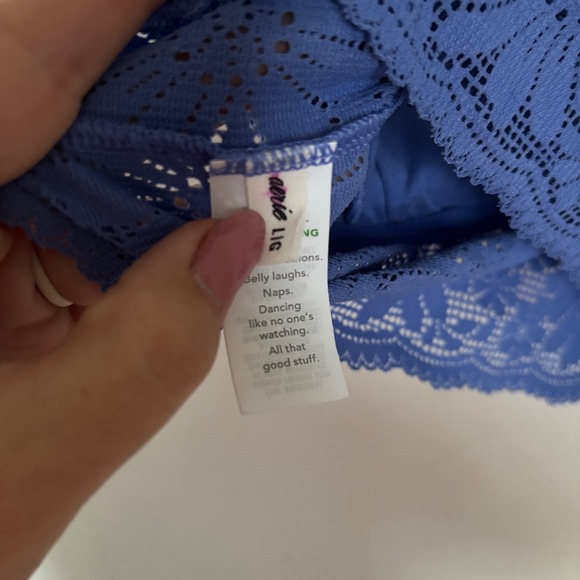 Aerie Blue Purple Lace Padded Bralette Adjustable Strappy Back Women Bra - Picture 5 of 6
